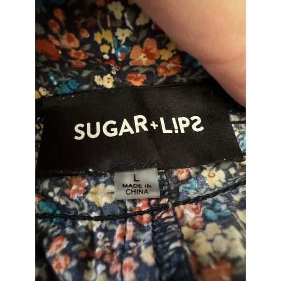 Sugar Lips Women's Brandi Floral Shoulder Strap Dress navy size Large - Picture 11 of 12